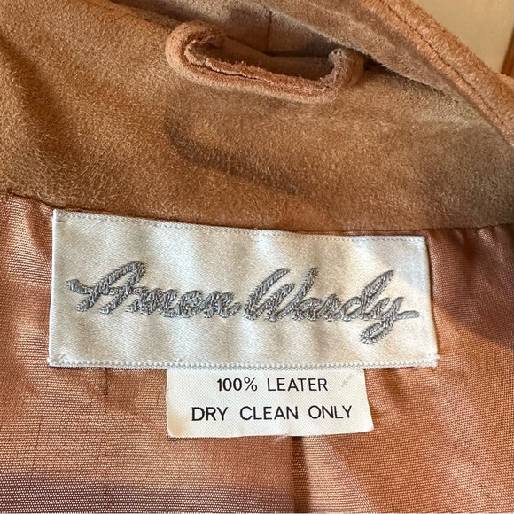 VTG Amen Wardy 100% Leather/ Suede Pleated Swing Jacket - Picture 7 of 9